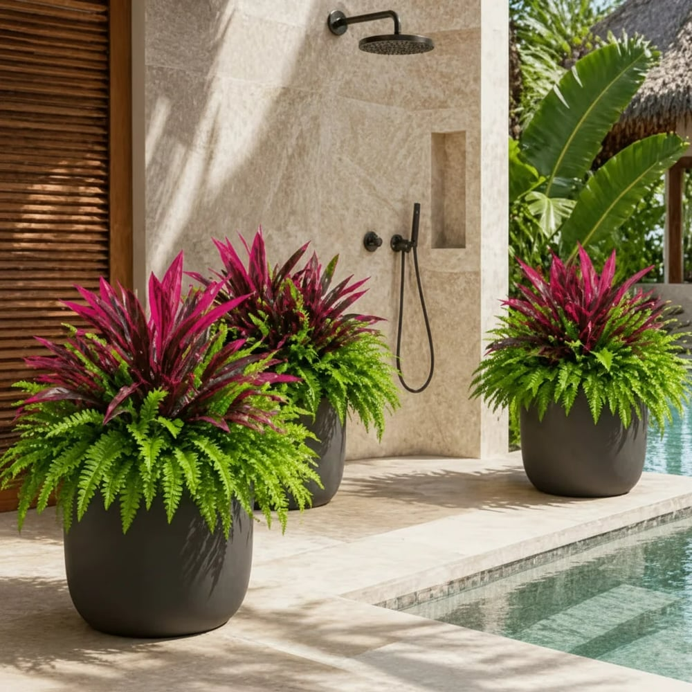 š„LAST DAY SPECIAL 50% šæUV-Resistant Artificial Fern & Red Dracaena Decorative Plants ā Full, Lush & Fade-Resistant!