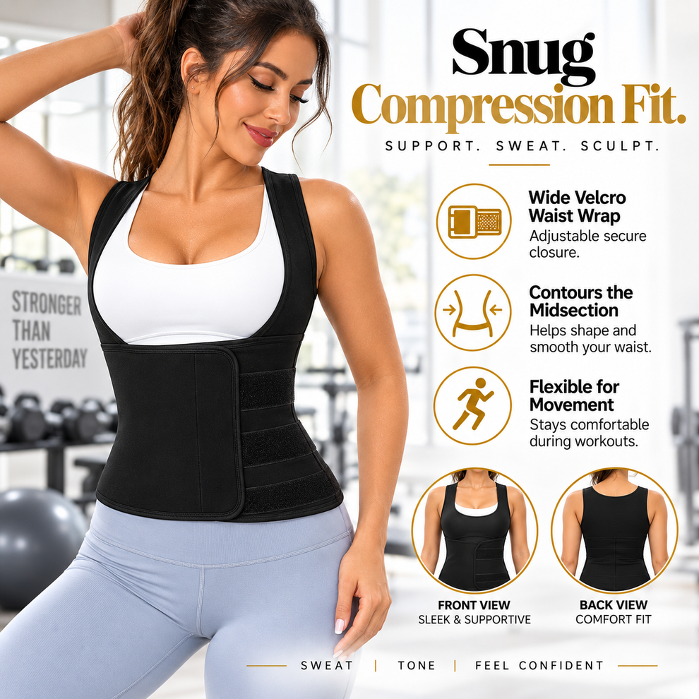 🌸 Women's Sweat Compression Shapewear Vest – Tummy Control & Sculpting Fit 🏃➡️🏋️♀️