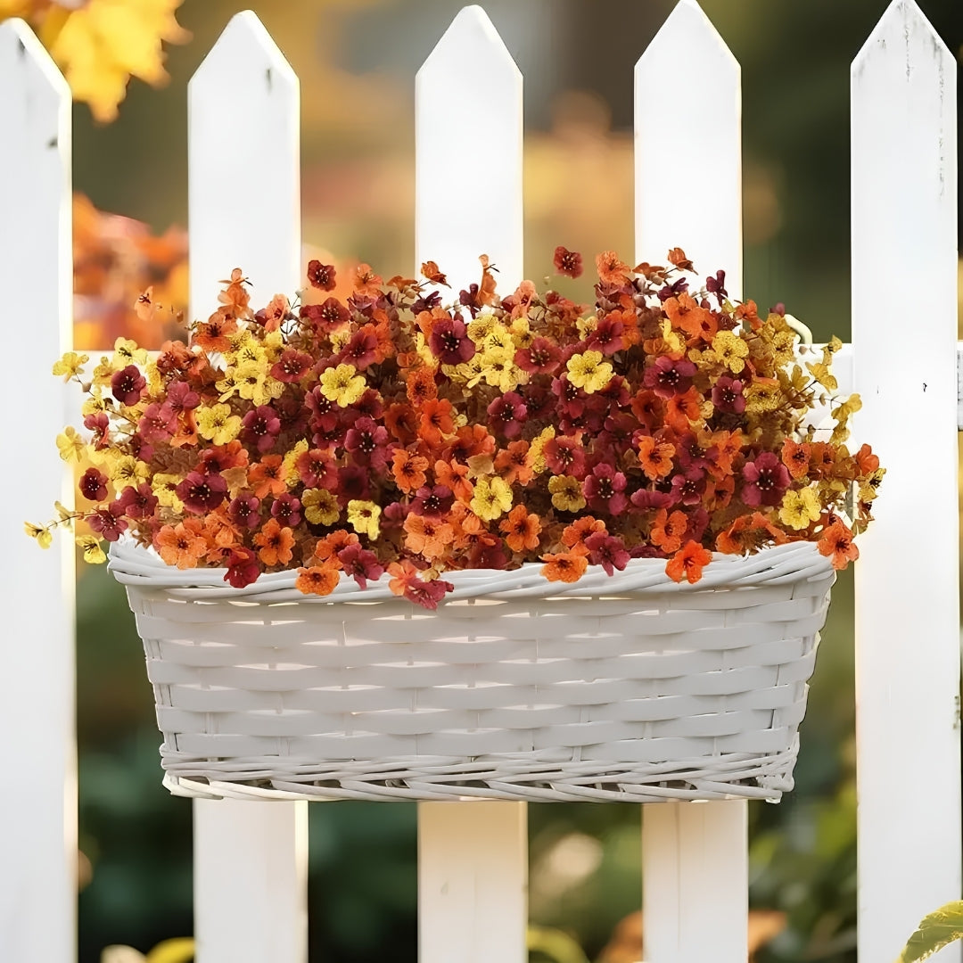 4Pcs Colorful Fall Fake Flowers - UV Resistant Artificial Outdoor Plants for Halloween Porch Decor
