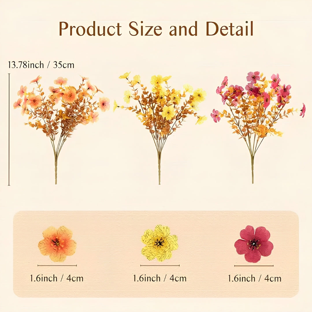 4Pcs Colorful Fall Fake Flowers - UV Resistant Artificial Outdoor Plants for Halloween Porch Decor