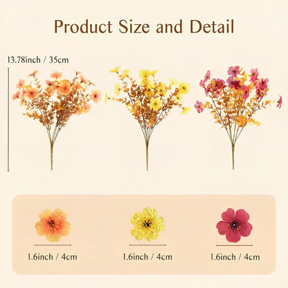 4Pcs Colorful Fall Fake Flowers - UV Resistant Artificial Outdoor Plants for Halloween Porch Decor