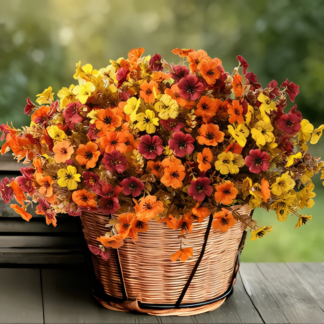 4Pcs Colorful Fall Fake Flowers - UV Resistant Artificial Outdoor Plants for Halloween Porch Decor